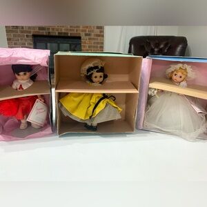 3 Madame Alexander dolls with boxes